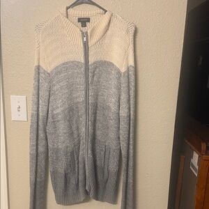 Alfani Cream and Gray Knit Cardigan